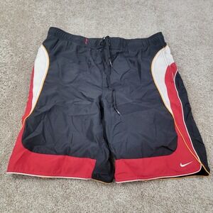 NIKE Men's Black Red White Athletic Board Shorts Swim Trunks Size Medium Vtg